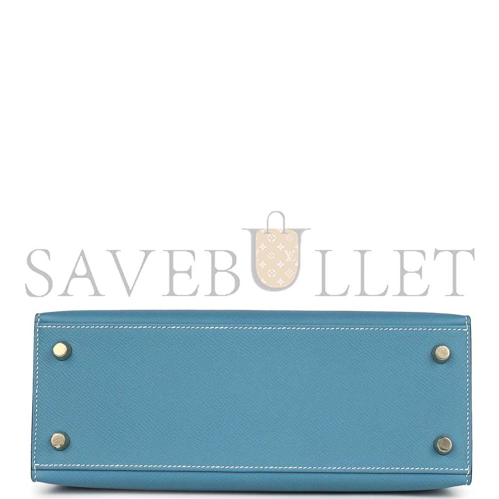 HERMÈS MASTER KELLY SELLIER 25 BLUE JEAN EPSOM GOLD HARDWARE (25*17*7cm) 